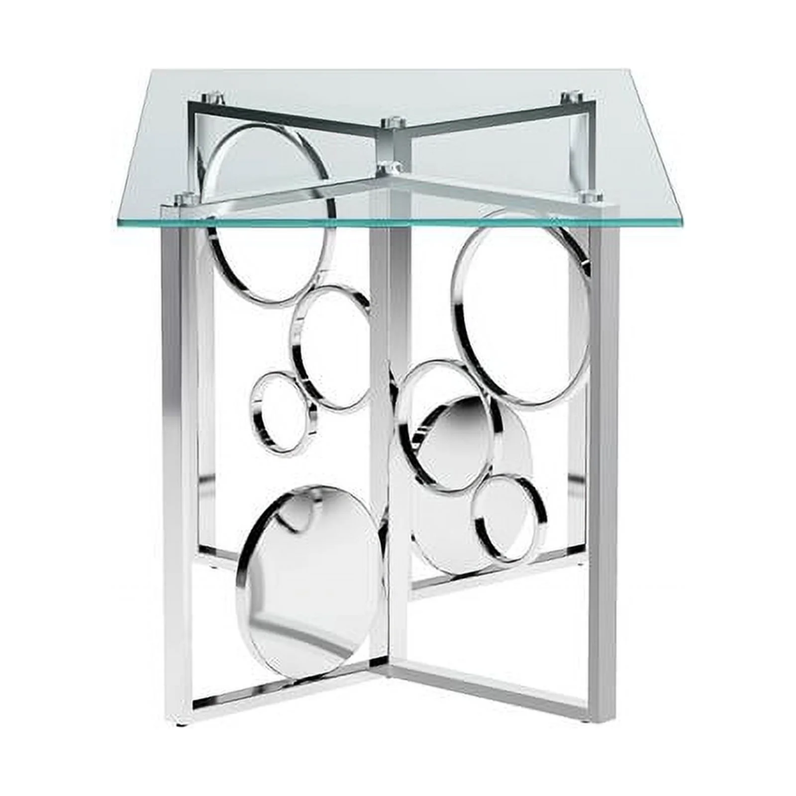 Milan Brunette Dining Set with 60" Glass Top Table & 4 Blue Motion-back Chairs