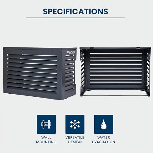 Airdeko's Mini Split AC Cover for Outside Units Sturdy Aluminum, Optimal Performance & Protection of Mini Split System Outdoor Condenser Compatible with Airdeko's Anti-Theft System
