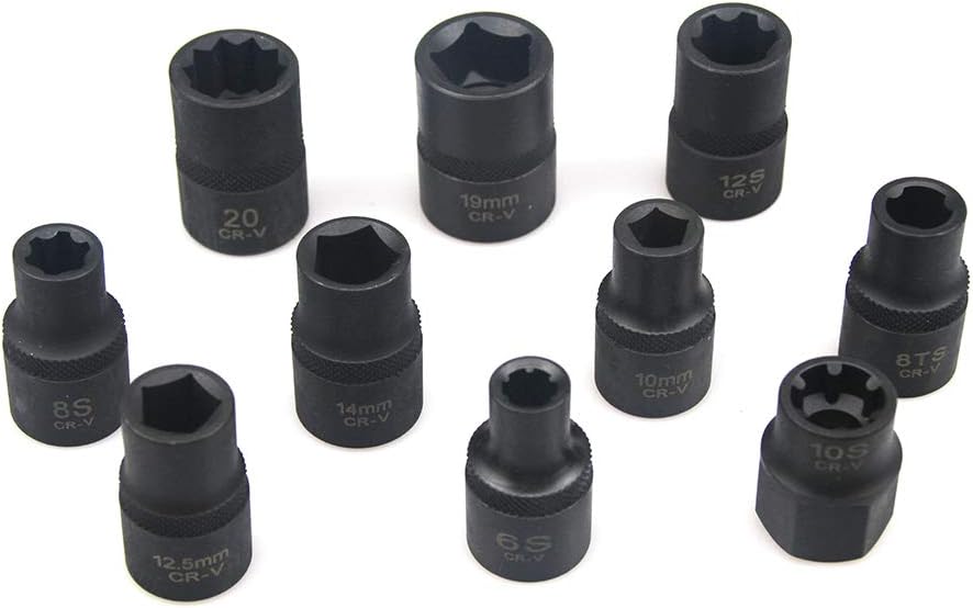 UTMALL 10PC Special Socket Cylinder Head Screw Removal Brake Caliper Socket Tool Set kit for Nissan Subaru Ford Peugeot