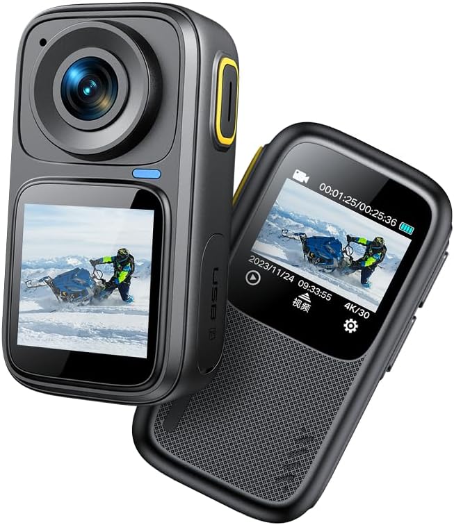 True 4K 30FPS 55MP WiFi Action Camera 4K Ultra HD 6 Axis Anti-shake Dual Screens HDR Vlog Camera 4K Camcorder Outdoors Underwater Camera with Waterproof case Remote Control, 64GB Micro SD Card
