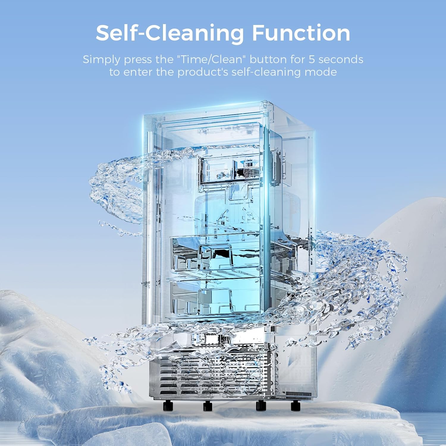 Kismile Under Counter Nugget Ice Maker Machine,66Lbs/Day,Built-in Freestanding Ice Maker with Drain Pump,Self-Cleaning & 24H Timer,18 Lbs Storage, Commercial Ice Maker for Home & Office(Silver)
