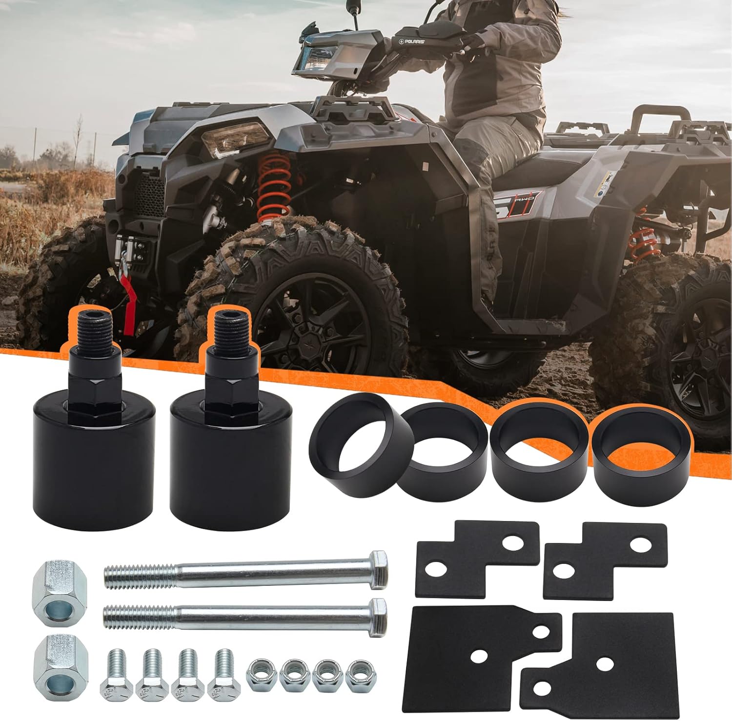 Somusen ATV Suspension 4 inch Lift Kit Front & Rear Compatible with Most of 2000-2021 Polaris Sportsman 500 600 700 800 Pack of 2