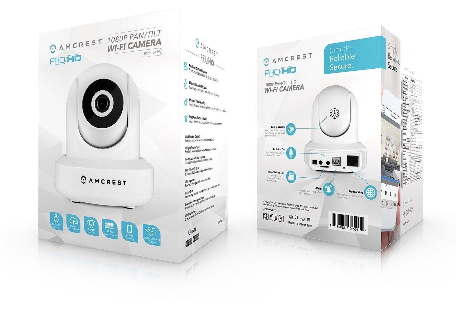 2-Pack Amcrest ProHD 1080p WiFi/Wireless IP Security Camera Ip2m-841 Pan/Tilt, 2