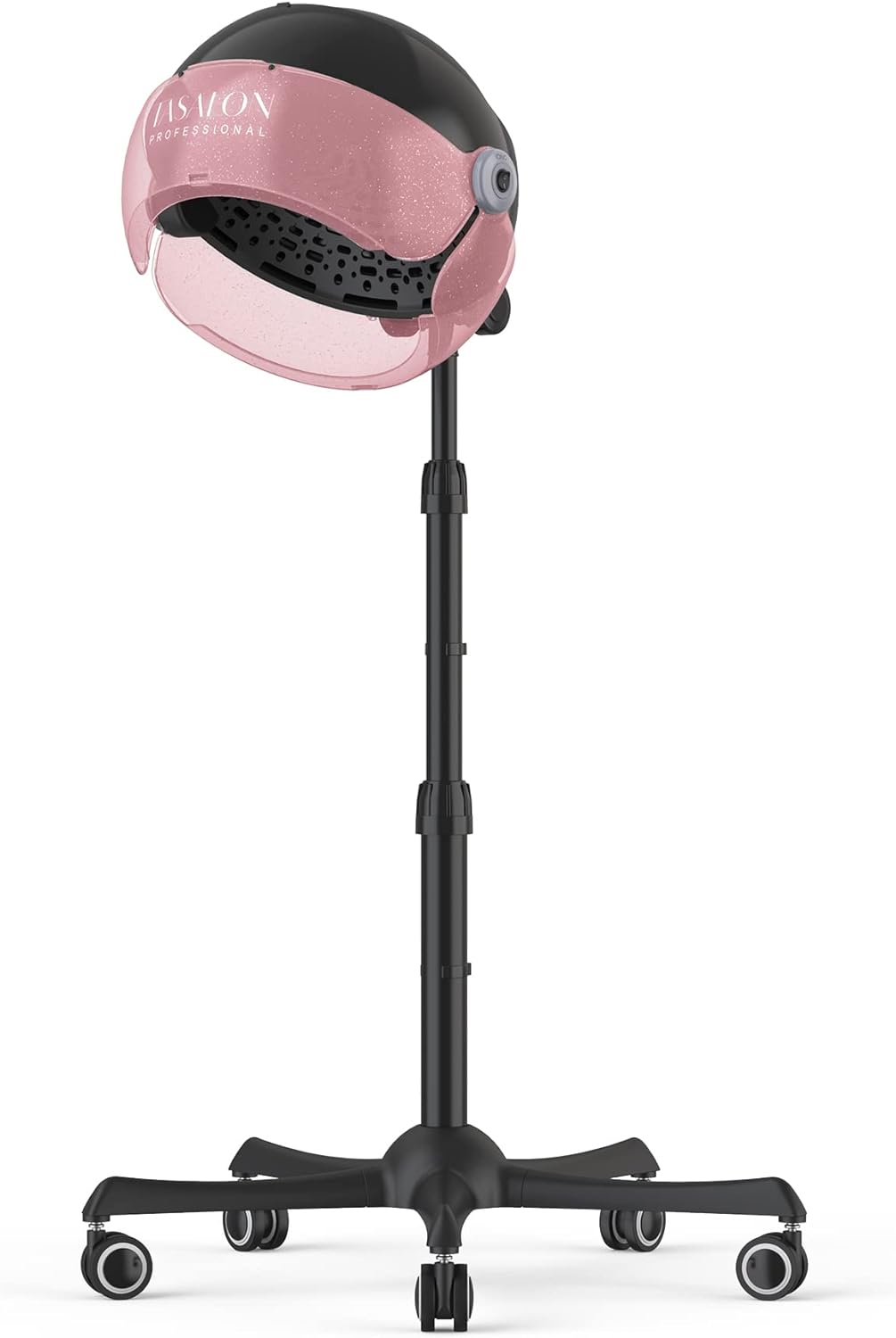 TASALON Ionic Hooded Hair Dryer, 1875W Professional Adjustable Standing Bonnet with 3 Temperature Settings, Sit Under Hair Dryer for Home, Auto Salon Dryer with Rolling Wheels & Timer, Pink
