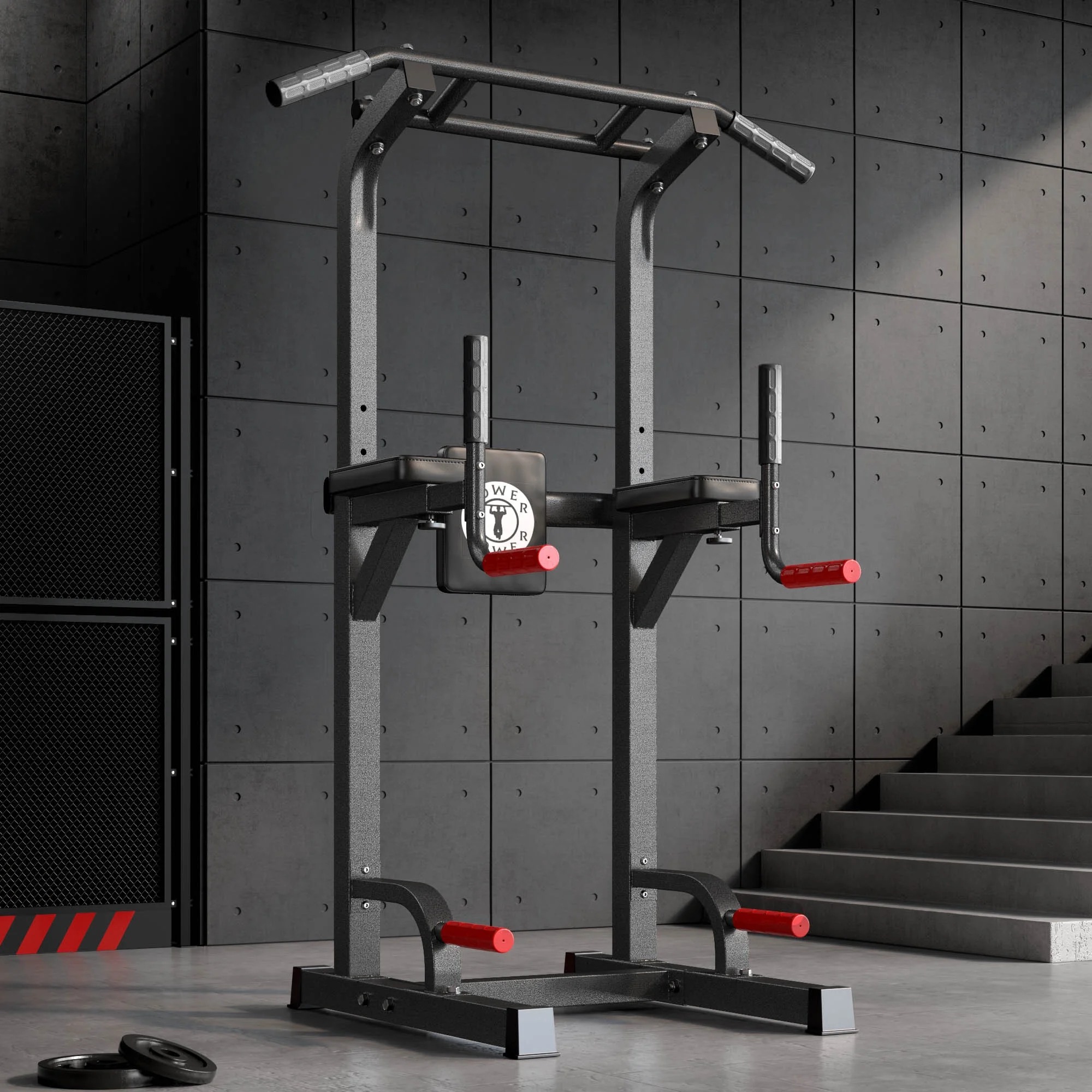 SogesPower Power Tower Dip Station Pull Up Bar Stand with Adjustable Height, Multifuctional Traing Equipment for Home