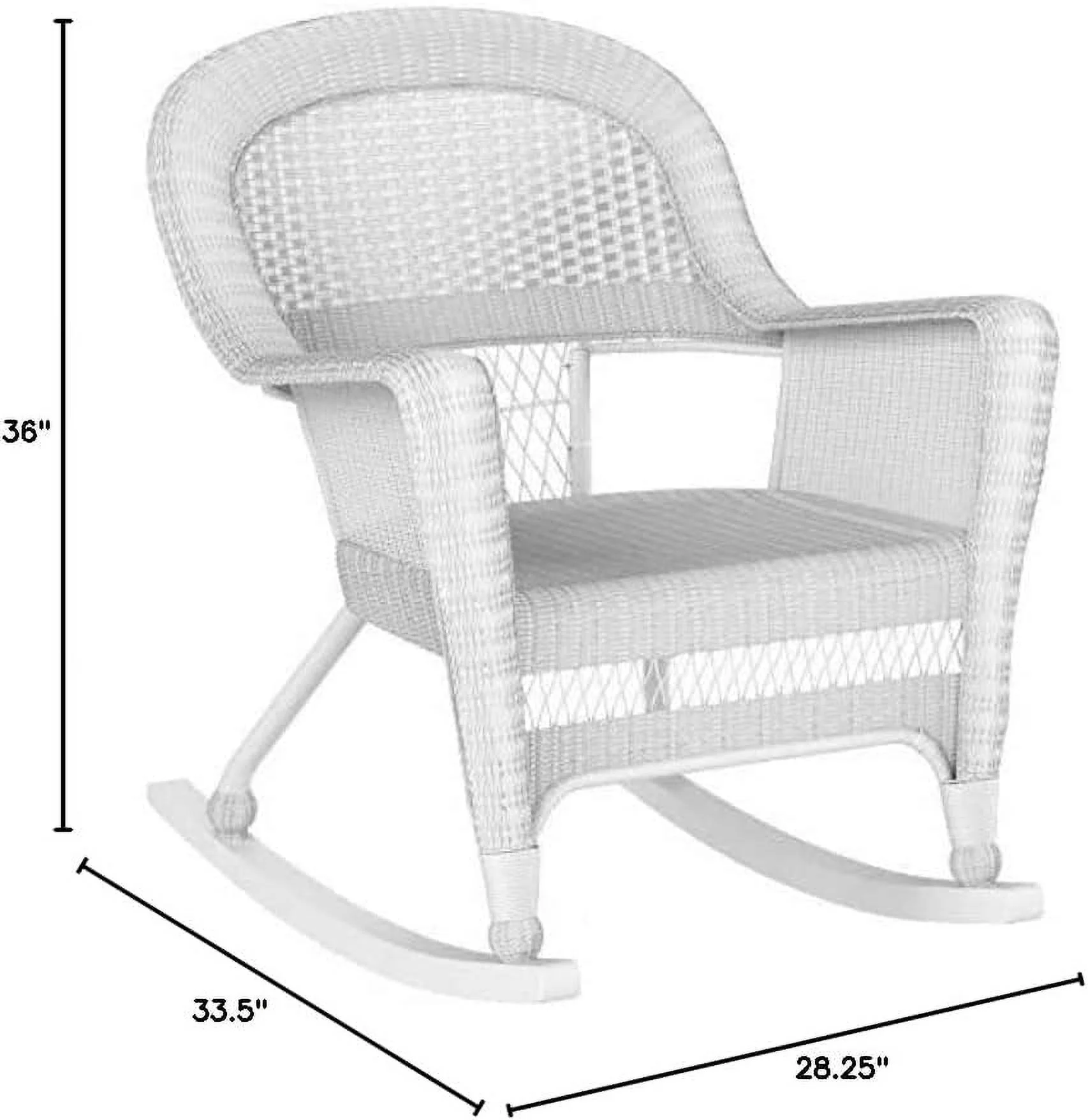Jeco W00206R-B-2 White Rocker Wicker Chair - Set 2
