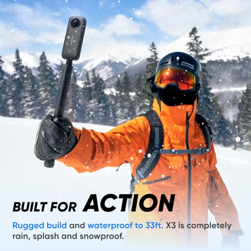 Insta360 X3 Motorcycle Kit (New Version) - Waterproof 360 Action Camera with 1/2" 48MP Sensors, 5.7K 360 Active HDR Video, 72MP 360 Photo, 4K Single-Lens, 60fps Me Mode, Stabilization