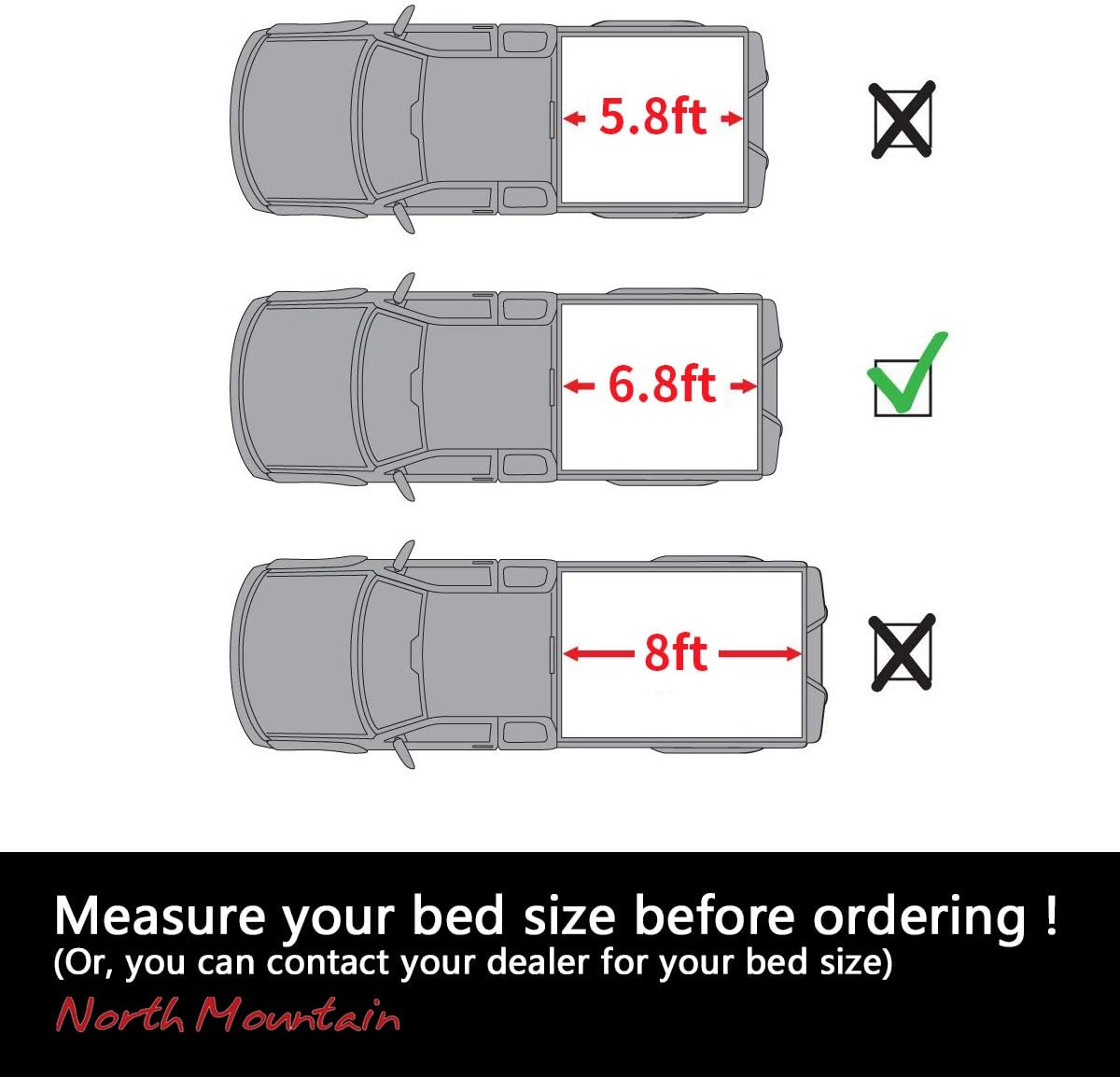 North Mountain Soft Roll Up Tonneau Cover, Compatible with 2017-now F-250/F-350/F-450 Super Duty 6.8'/81.8"-81.9" Bed