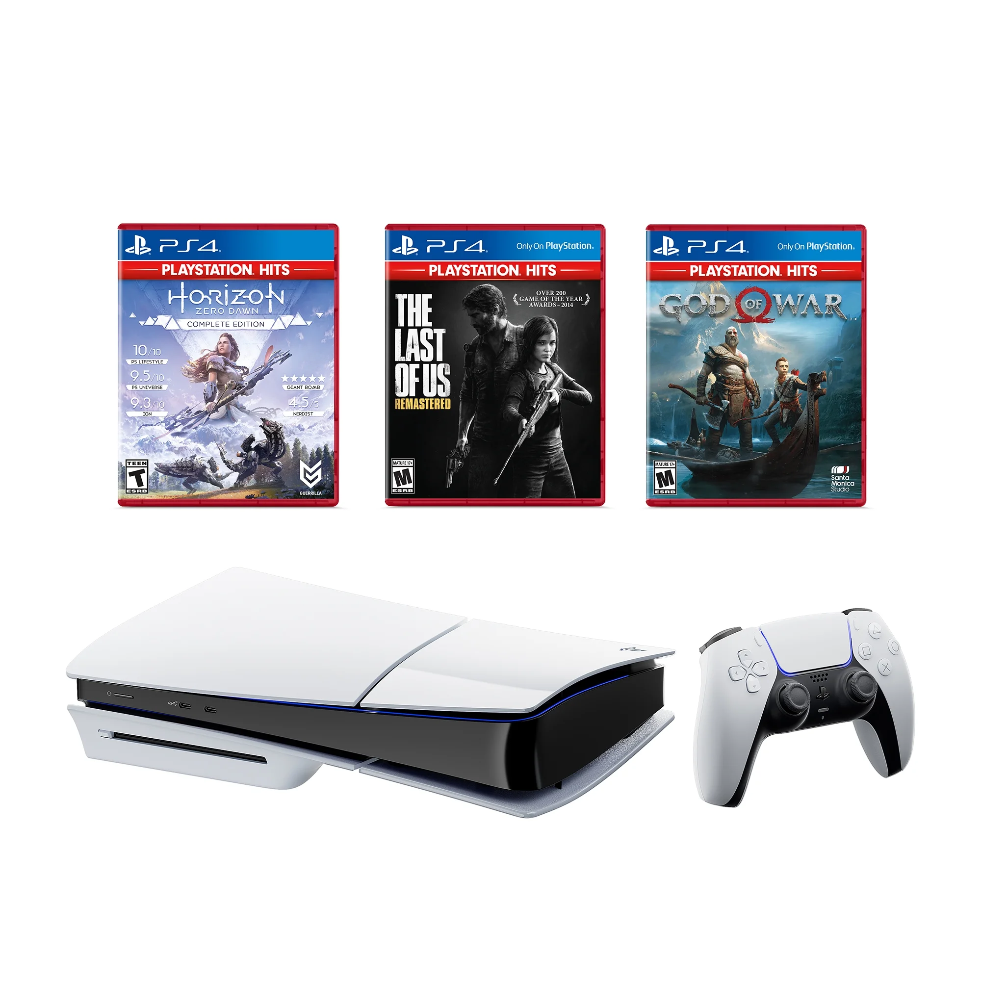 PlayStation 5 Disc Slim Version 2TB SSD PS5 Console with Wireless Controller with The Last of Us Remastered, God of War & Horizon Zero Dawn Complete Edition - CFI-2015 PS5 - Curated Treasures Market