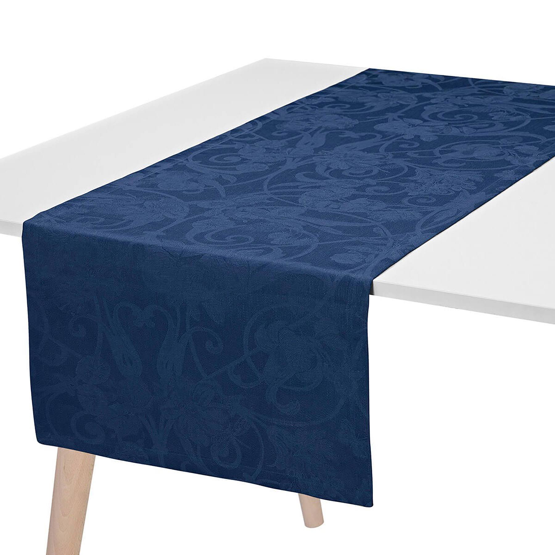 Le Jacquard FRANCAIS Tivoli 100% Linen Runner Sapphire 20x22 x 59x22