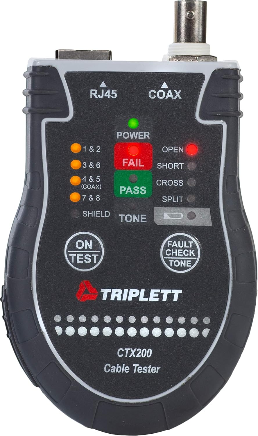 Triplett Pocket CAT LAN Tester for RJ45, CAT 5/6, and Coax Cables with Instant Pass/Fail Results (CTX200)