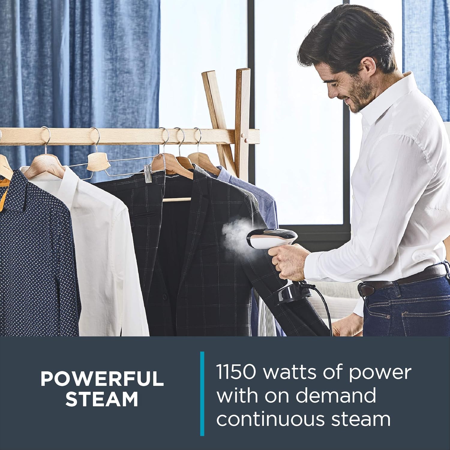 Rowenta Perfect Steam Pro Stainless Steel Soleplate Professional Steam Station & Access Steam Handheld Steamer for Clothes 15 Second Heatup, 4 Ounce Capacity 1150 Watts