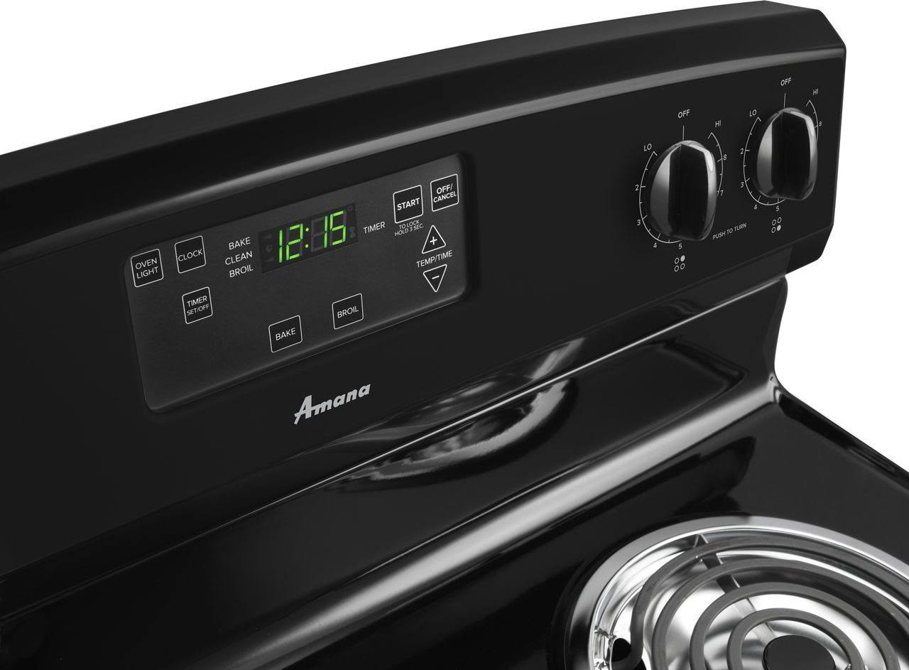 Amana 30-Inch 4.8 Cu. ft. Single Oven Free-Standing Electric Range& with Storage Drawer& Black