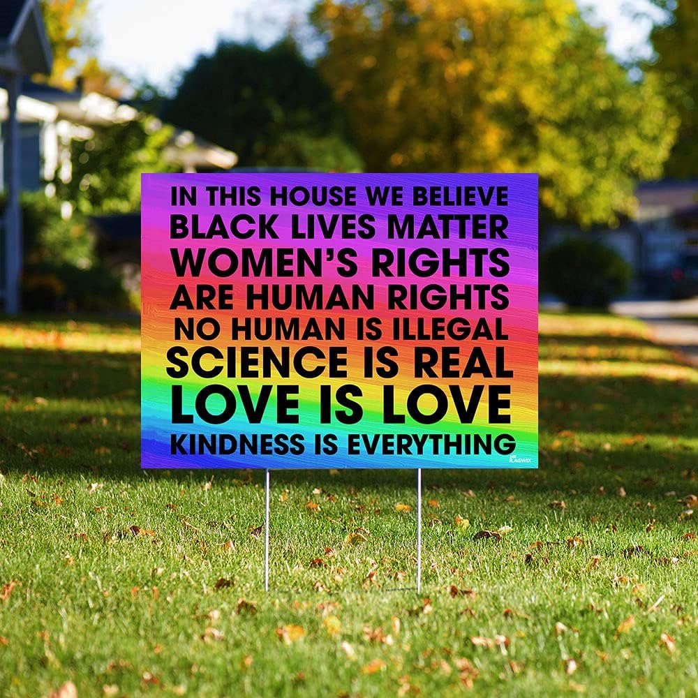 Yard Sign-in This House We Believe Yard Sign DDH1756YS, 1 piece-24x18 in Plastic Decoration Yard Signs Stake H Frame Pack of 2