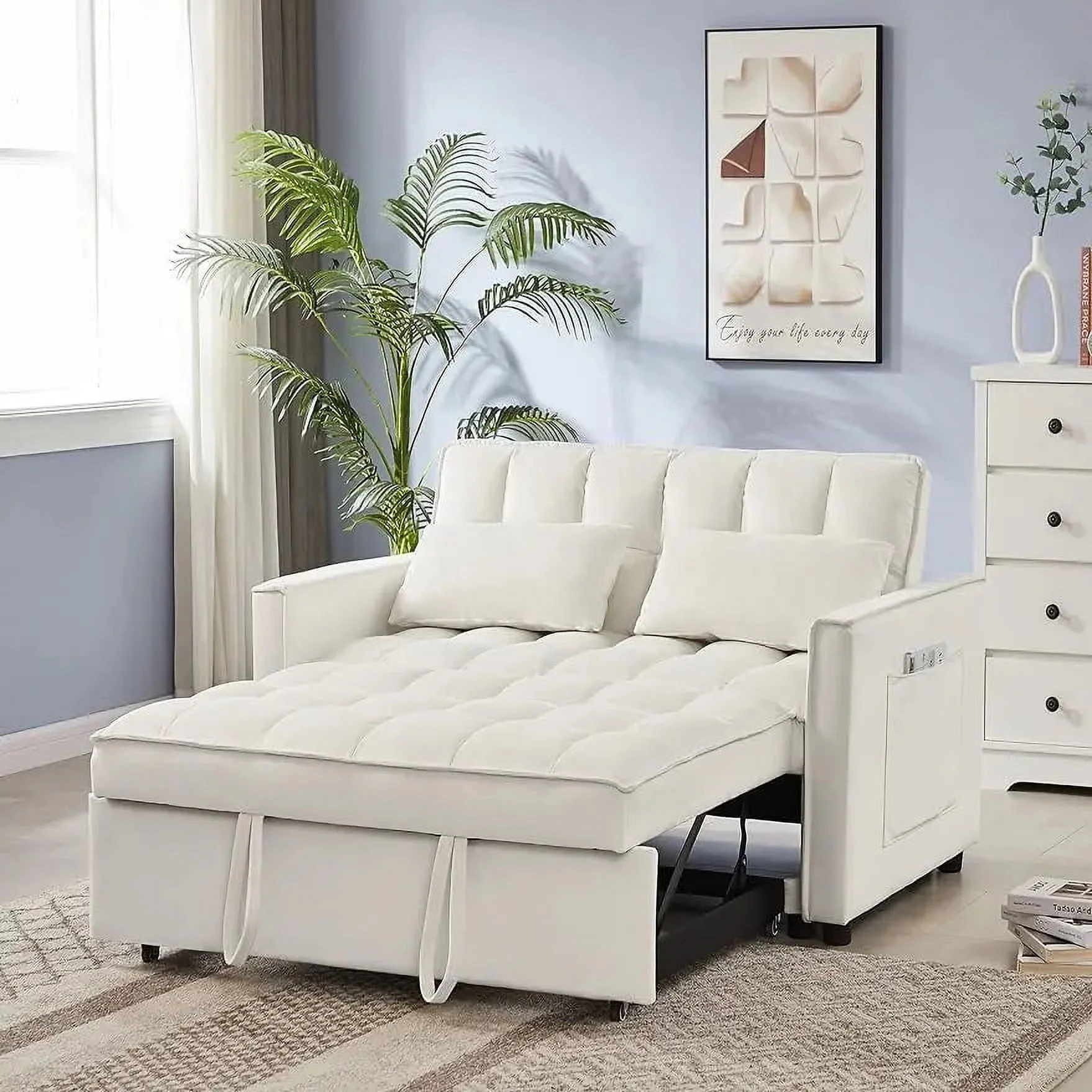 3 in 1 Convertible Sleeper Loveseat, Futon Sofa Couch With Pullout Bed ,Furniture for Living Room sofa bed  home furniture