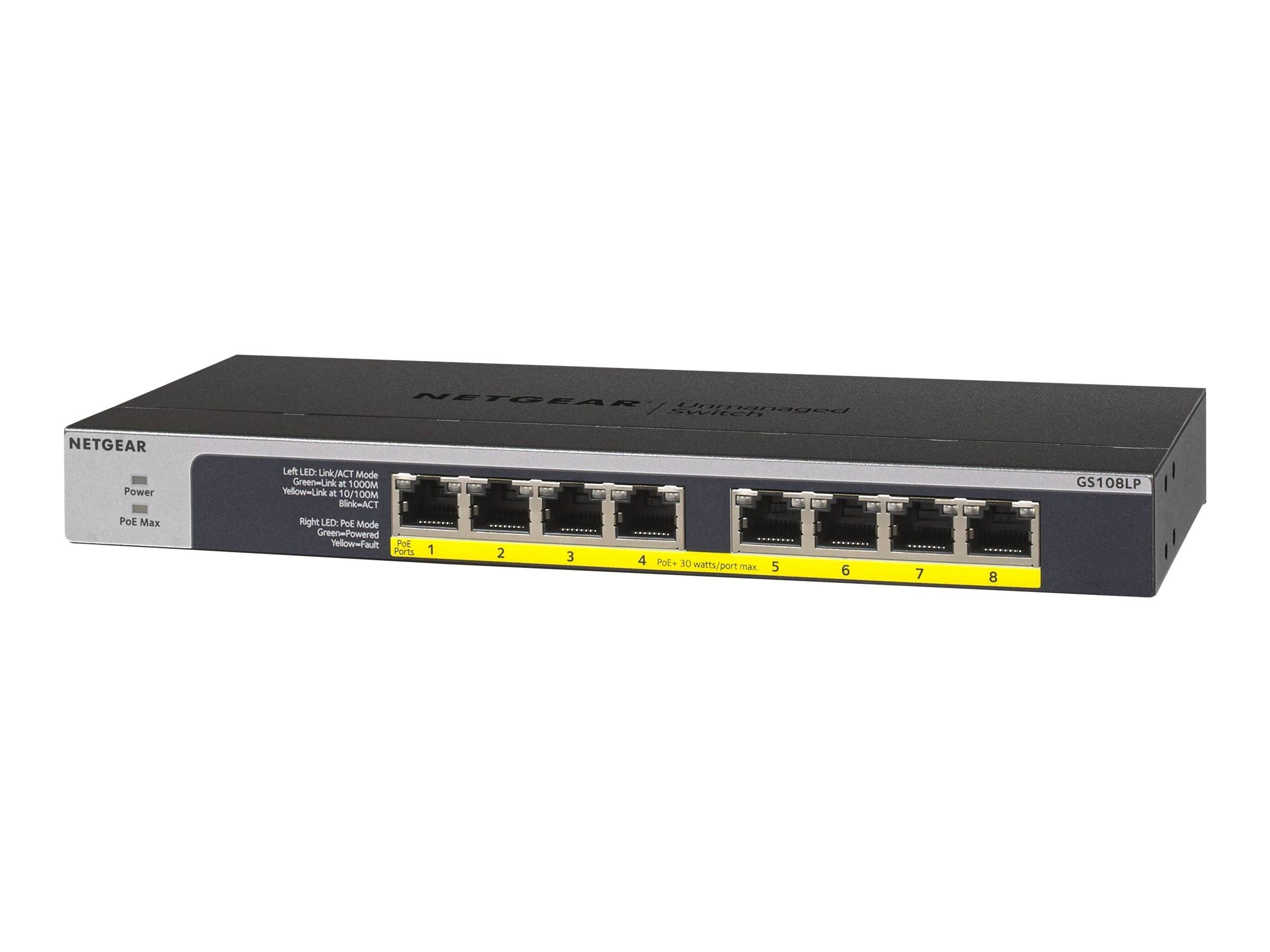 NETGEAR GS108LP Unmanaged Switch - 8 PoE+ Ethernet Ports
