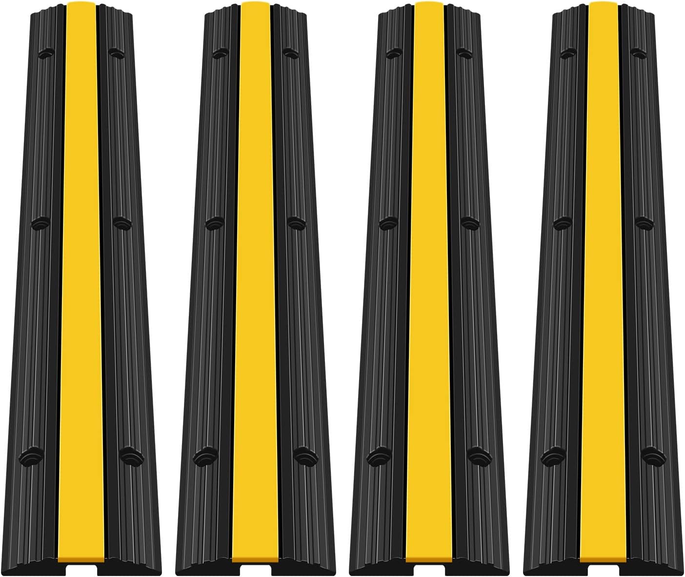 4 Pack of 1 Channel Cable Ramp Hose Protector Ramps Rubber Cable Protector Ramp Heavy Duty Speed Bumps for Wire Hose Pipe Hider Driveway &Indoor Pack of 2