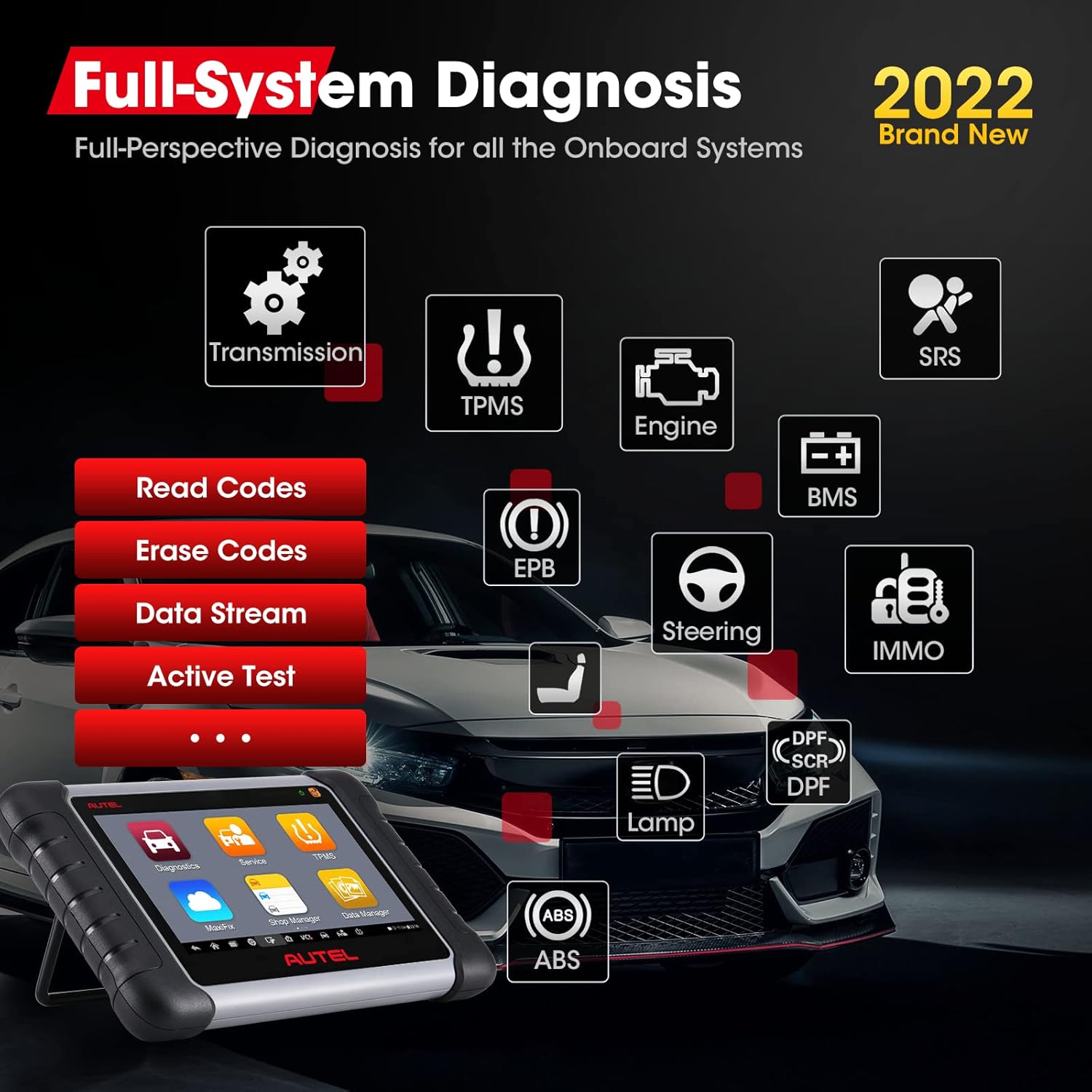 Autel MaxiPRO MP808TS Diagnostic Scanner: 2022 Auto Scan Tool for All Cars with 30+ Special Service, Comprehensive TPMS Solutions, Full Diagnostic Functions Updated of MP808/DS808/MP808K/MS906 with BT
