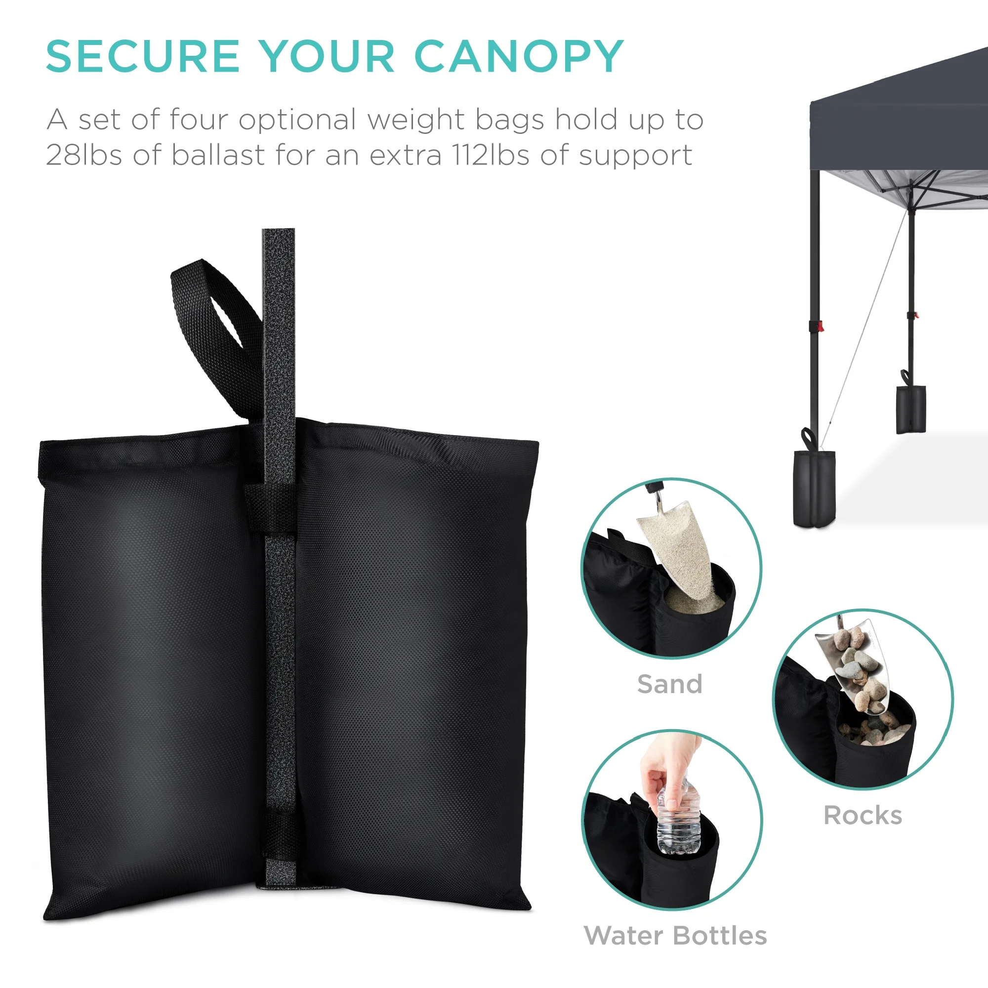 Best Choice Products 8x8ft Easy Setup Pop Up Canopy w/ 1-Button Setup, Wheeled Case, 4 Weight Bags - Gray