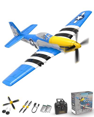 VOLANTEXRC RC Plane, 4 Channel Remote Control Airplane Fighter RTF with 6-Axis Gyro, 3 Modes & Aerobatics Easy to Fly, 2.4GHz Radio Controlled Aircraft for Beginners, Boys & Adults, P51D Mustang, Red