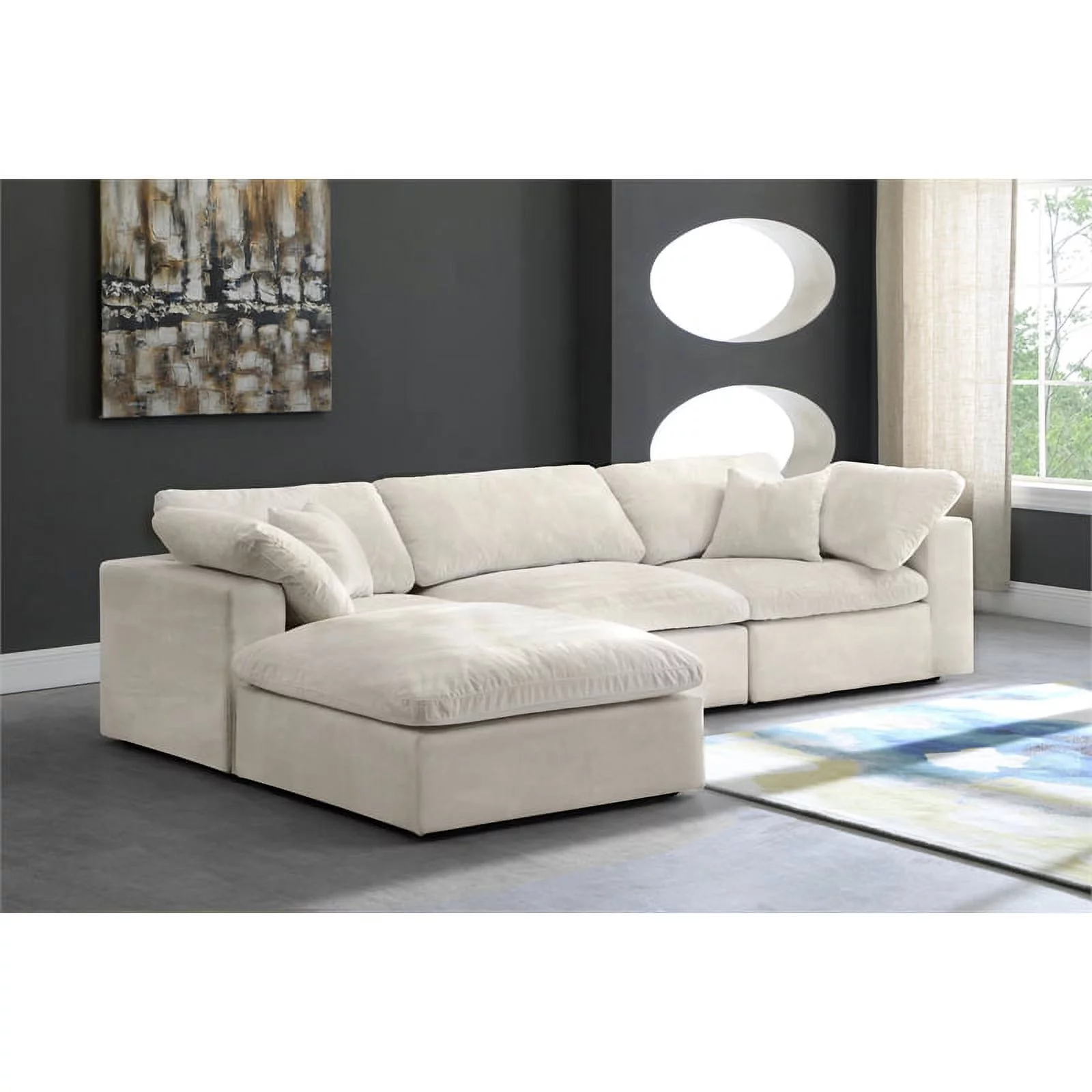 Meridian Furniture Cozy Cream Velvet Modular Sectional