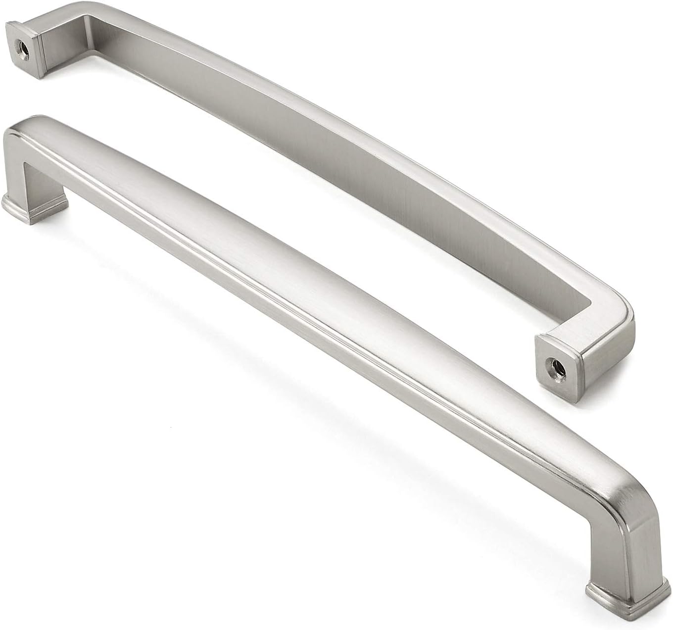 Cauldham 10 Pack Solid Kitchen Cabinet Handles (7-1/2 Hole Centers) - Drawer/Door Hardware - Style T765 - Satin Nickel Pack of 2