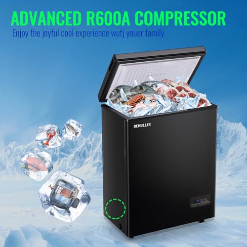 DEMULLER Chest Freezer with Electronic Panel, Accurate Temperature Display to 1℉ for Any Spaces