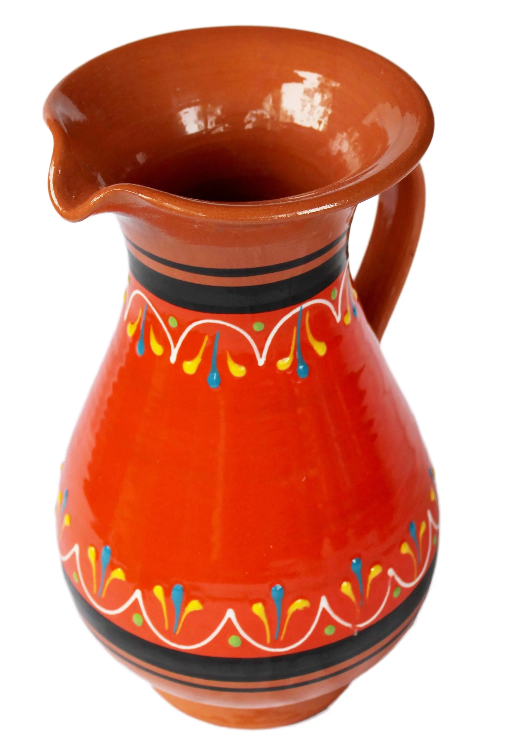 Terracotta Orange, 2 Quart Pitcher - Hand Painted From Spain - Curated Treasures Market