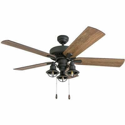 Rustic Industrial Farmhouse LED Ceiling Fan w/Light Kit and Remote, Quiet, 52x22 22342231