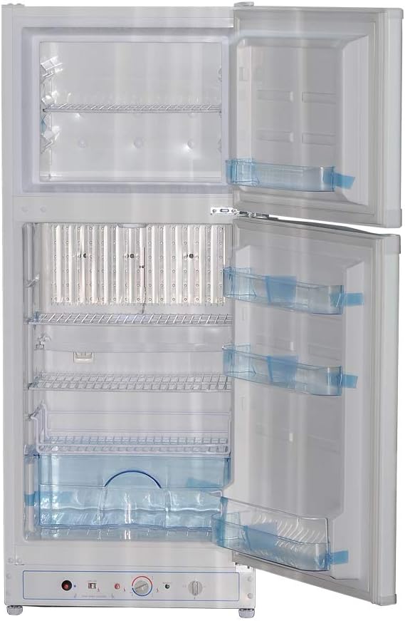 SMETA Propane Refrigerator with Freezer, Large Gas Fridge Absorption Camping Refrigerator Dual Powered Electric 110V, 6.1 Cu.ft, Gas Refrigerator OFF-Grid White