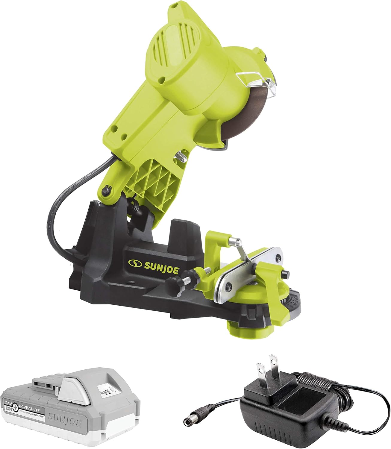 Sun Joe 24V-CSSHRP-LTE 24-Volt Cordless Chainsaw Sharpener, Kit (w/2.0-Ah Battery + Quick Charger)