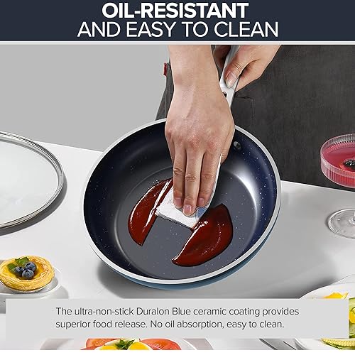 Nuwave 7pc Cookware Set Healthy Duralon Ceramic Nonstick Coated, Scratch-Resistant, PFAS Free, Oven Safe, Induction Ready, Glass Lids & Stay-Cool Handle
