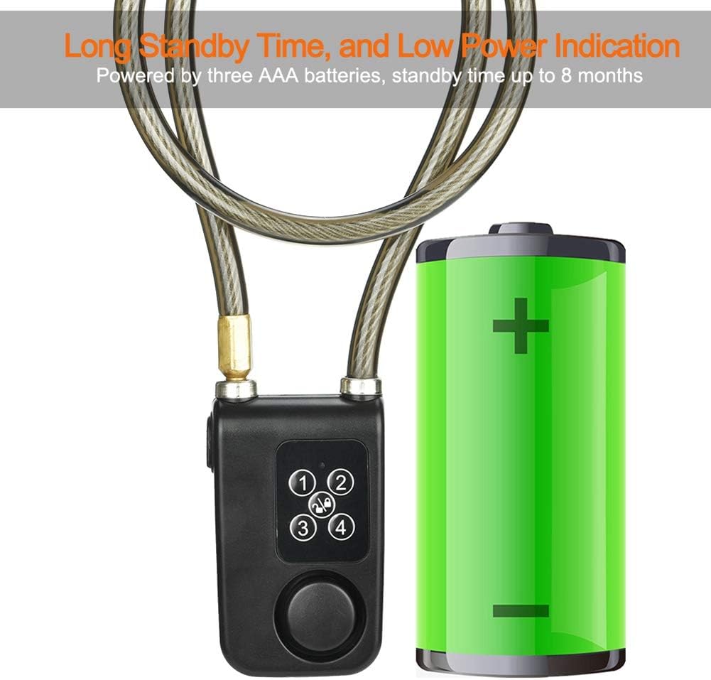 Bike Lock,Anti-Theft Security Wireless Remote Control Alarm Lock 4-Digit Password LED Indication IP55 Waterproof for Indoor and Outdoor use