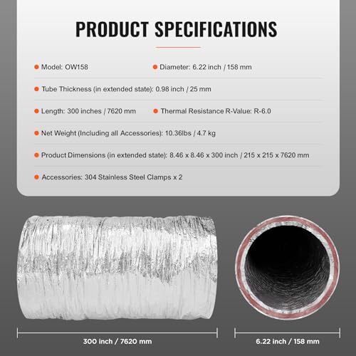 VEVOR Insulated Flexible Duct