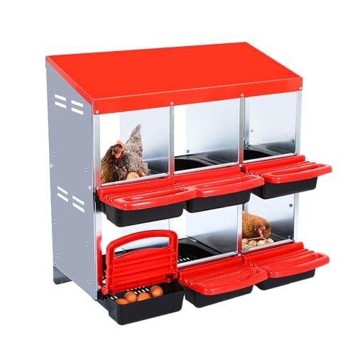 Chicken Nesting Box, 10 Hole 2 Layer Hen Nest Box with Legs, Roll Away Eggs Laying Boxes,Cleanable Pull Out Hen Roosting Boxes