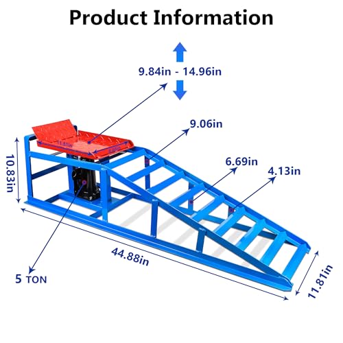 2PCS 5T 11060lbs Hydraulic Car Ramps, Heavy Duty Hydraulic Vehicle Ramps Lift Ramp, Portable Car Ramps for Oil Changes, Car Lifts for Home Garage, Vehicle Auto Garage Repair