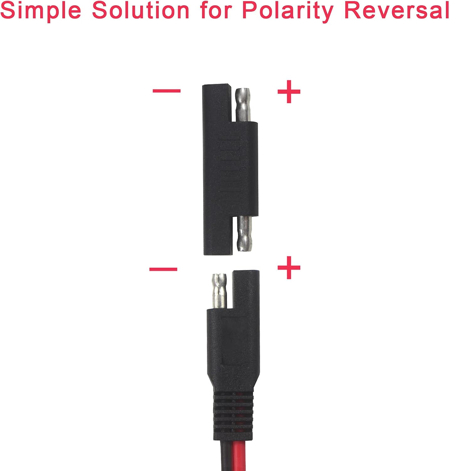 Solar Panel Connector to SAE Cable - 2Ft 10AWG PV Panel Male and Female Connectors to SAE Quick Release Plug Power Cable with SAE Polarity Reverse Adapter for Solar Battery Generator, IP67 Waterproof