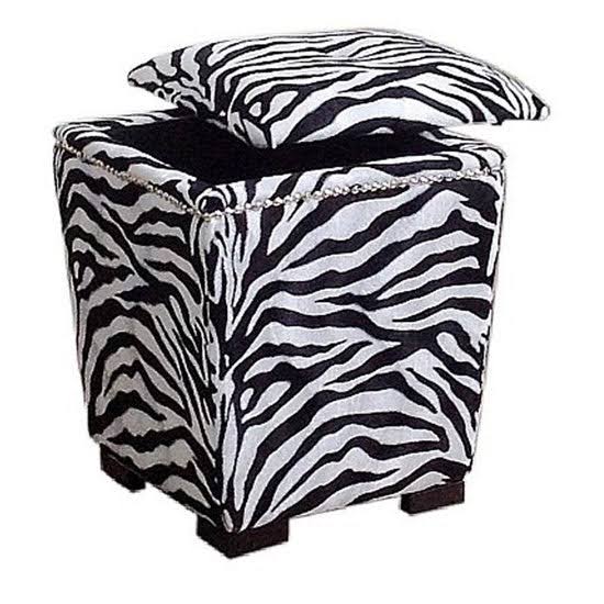Ore International 19.5x22H Zebra Storage Ottoman