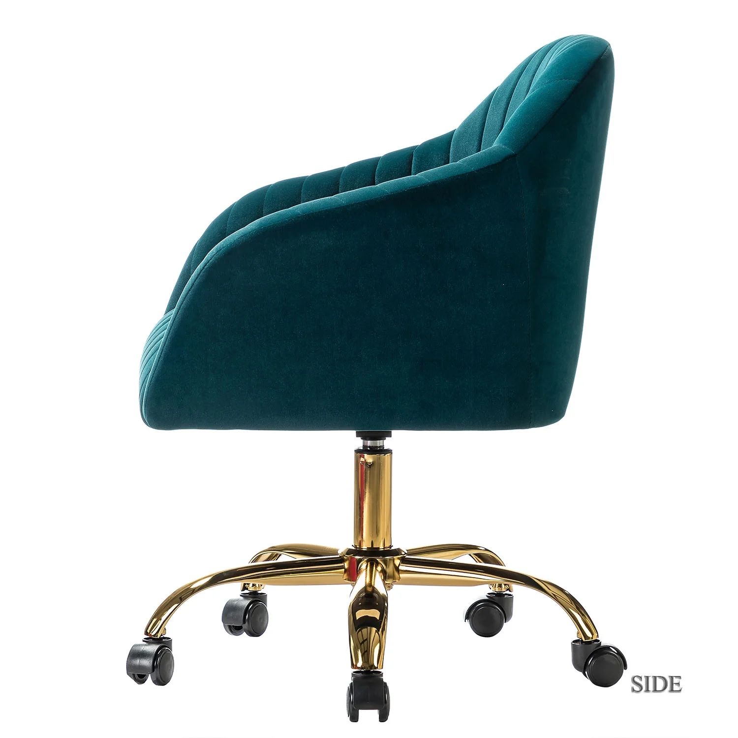 Modern Home Office Task Chair Swivel Rolling Velvet  Adjustable Gold Legs Bedroom Adult Green