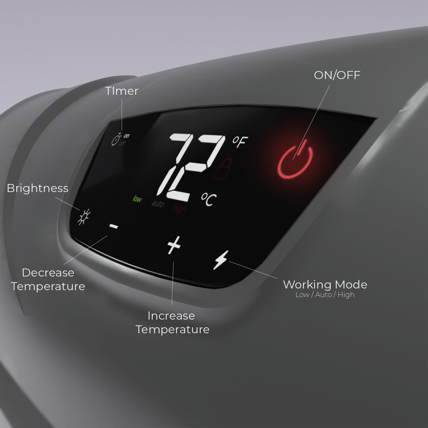 NEW Touch Screen - 1500 Watt ~ Infrared Space Heater ~ Wall Mounted ~ Wifi Enabled Grey with WIFI & HS-1500-OTR Infrared Heater, 1500-watt