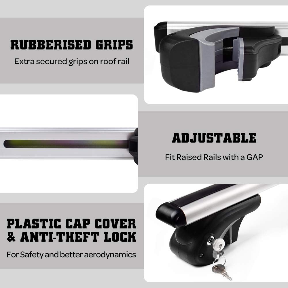 Otherya Aero Aluminum Universal 56'' Roof Rack Cross Bars, Existing Raised Side Rail with Gap -200 lbs Load Capacity