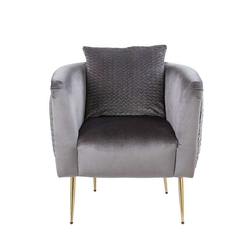 Lilola Home Natalie Blush Pink Velvet Barrel Accent Chair with Metal Legs