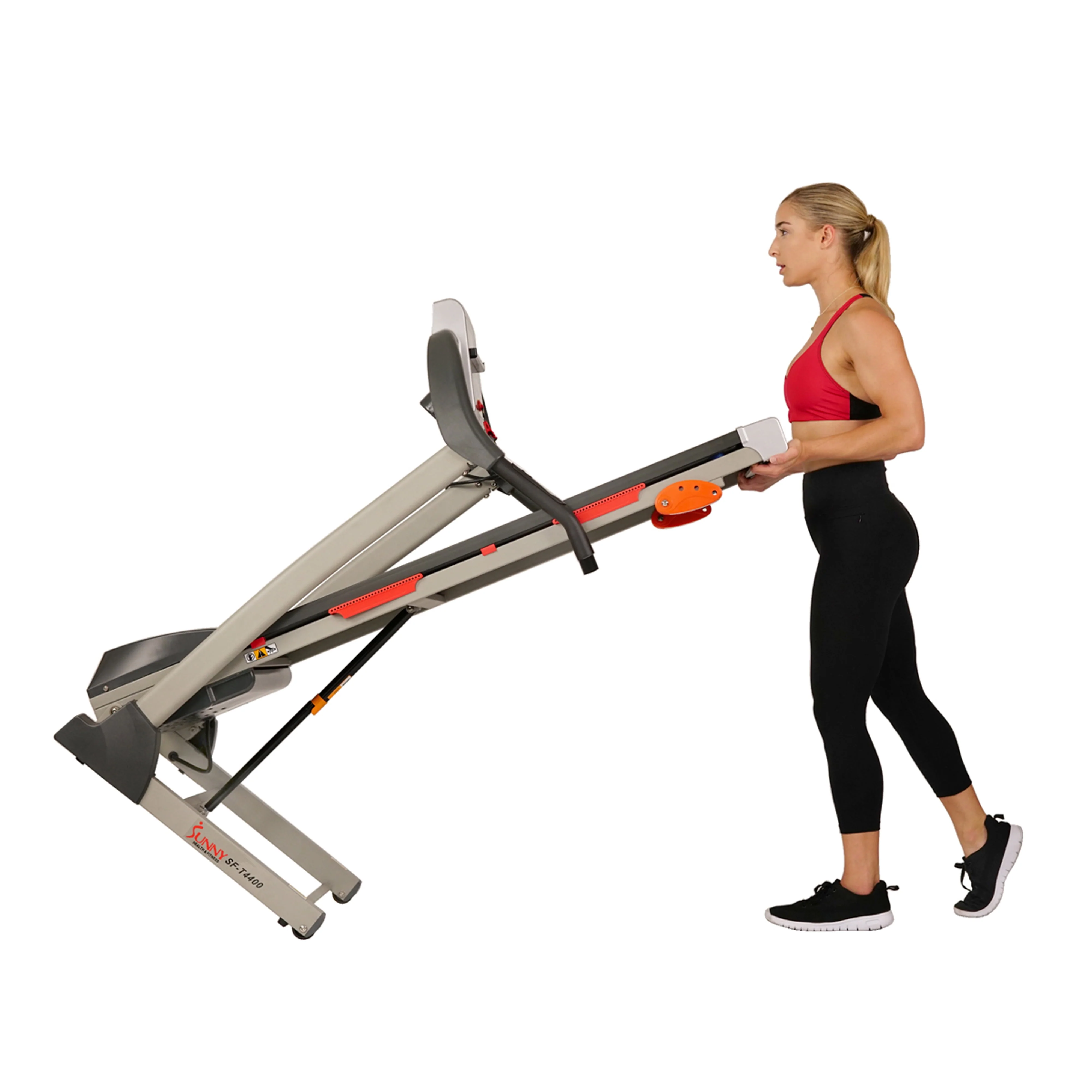 Sunny Health & Fitness Treadmill with Manual Incline, Pulse Sensors, Folding, LCD Monitor for Exercise SF-T4400
