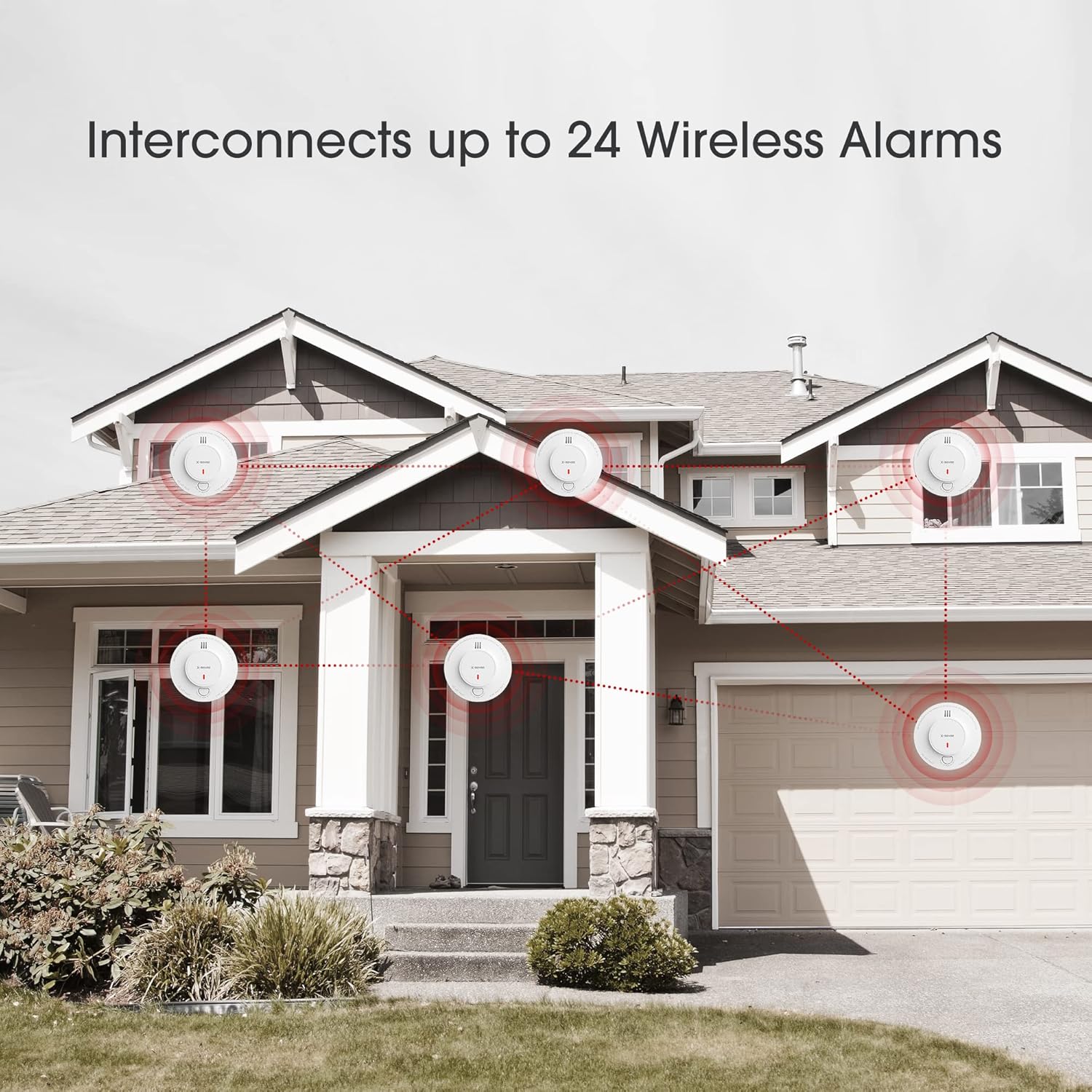 X-Sense Wireless Interconnected Smoke Detector Fire Alarm with Over 820 ft Transmission Range, SD19-W, Pack of 6
