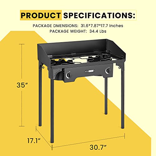 VIVOHOME Outdoor Burner Stove with Detachable Legs Stand for Camping Cookout