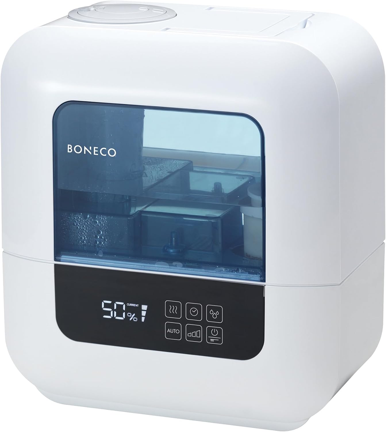 BONECO U700 Largest Room Whisper Quiet Top Fill Ultrasonic Variable Mist Humidifier with Self Cleaning Mode, Digital Display, and Auto Shutoff, White