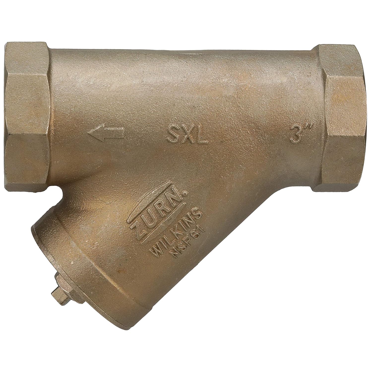 Zurn Wilkins 3-SXL 3" SXL Cast Bronze Wye Type Strainer, Lead Free