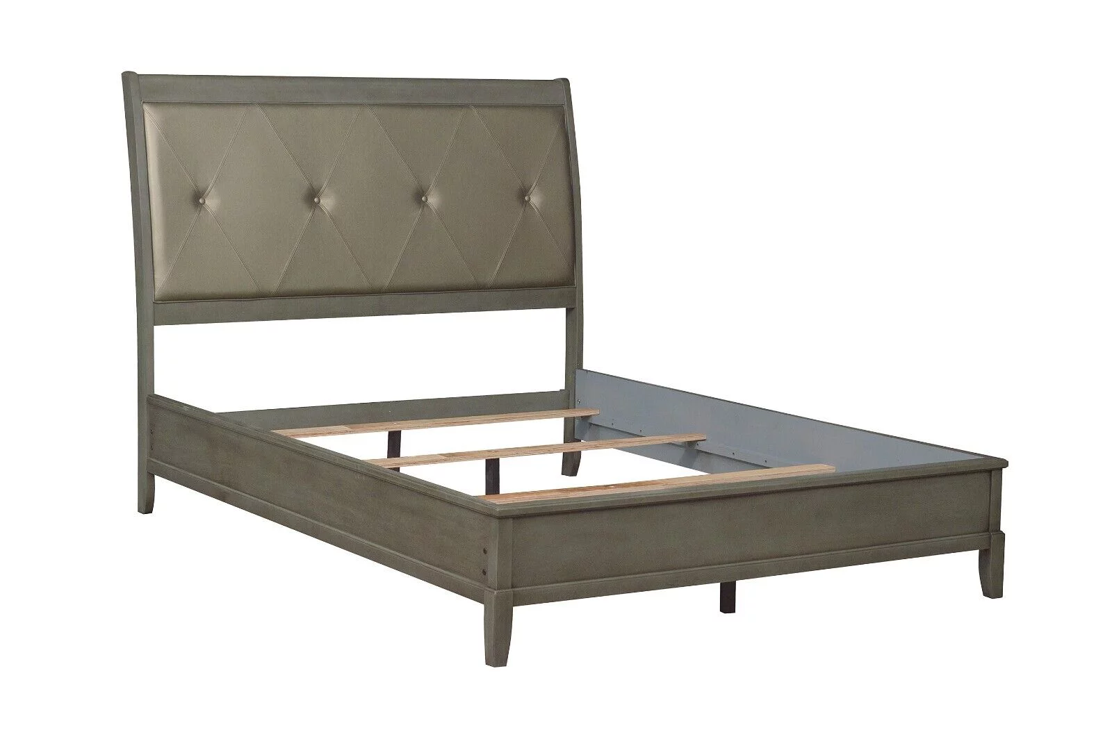 Gray Finish 5pc Wooden Bedroom Furniture Set Cal-King Bed Dresser Mirror Nighstands Set Transitional Style