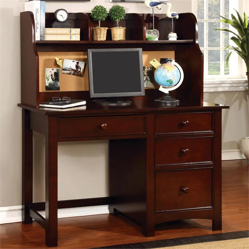 Bowery Hill Transitional Solid Wood Kids Desk in Cherry Finish