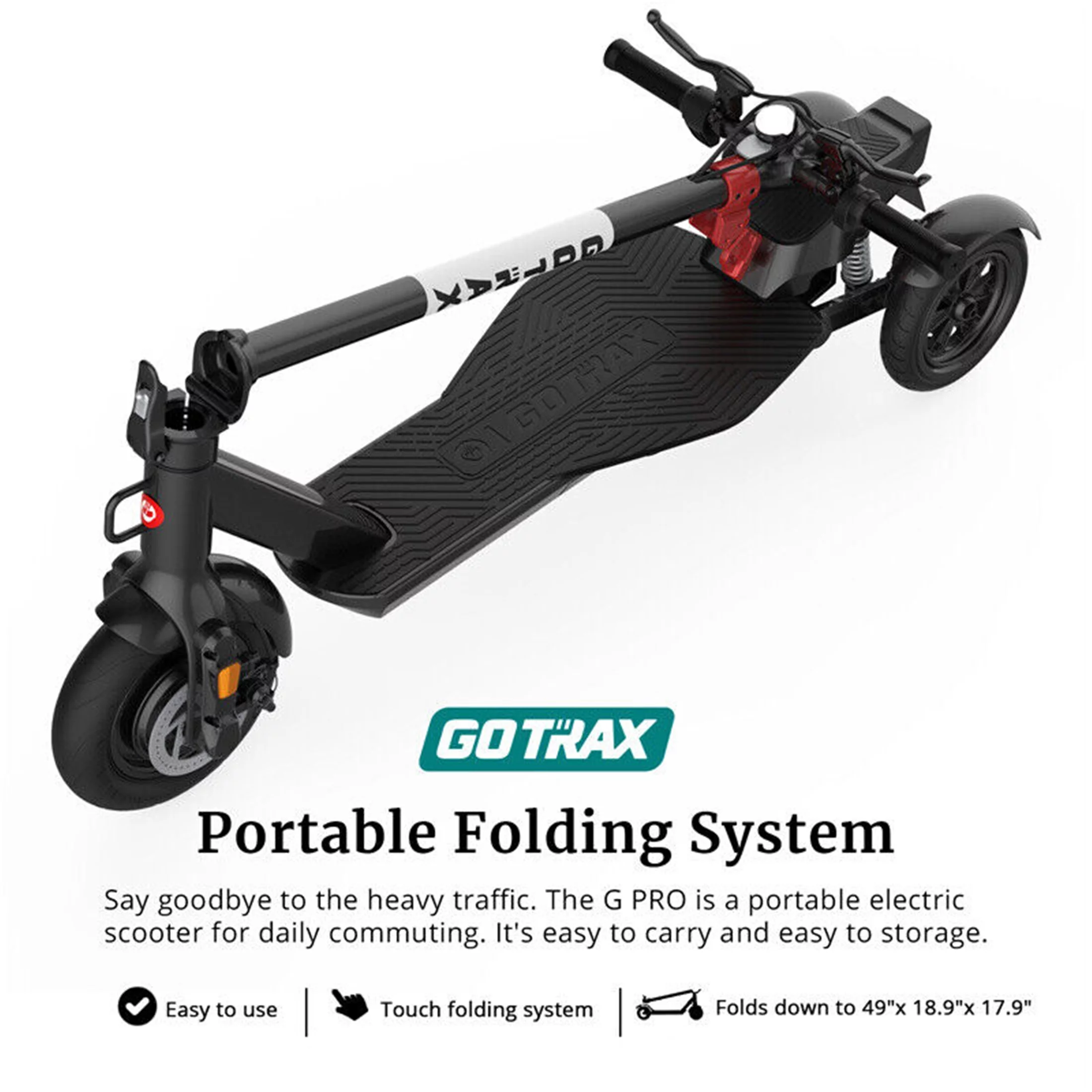GOTRAX G Pro Electric Scooter Adults - 3 Wheels Folding Scooter for Commuters - 15.5mph, 24 mile